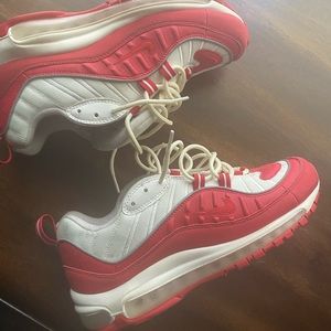 Red and white airmax 98
